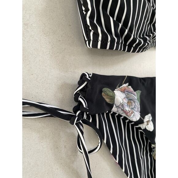 Cupshe Swim Bikini Swimwear Striped Floral Swimsuit - Picture 5 of 10
